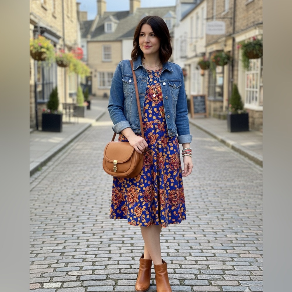 LuLaRoe Amelia Boho Floral Fit & Flare Midi Dress